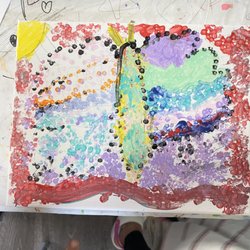 Pointillism painting with kinder kids