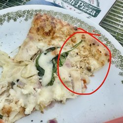At least 1/3 cup of minced garlic for the whole pizza.