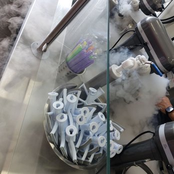 Buzzed Bull Creamery - Nitro being put into the mixer - Desserts Near Me - Pigeon Forge, Tennessee