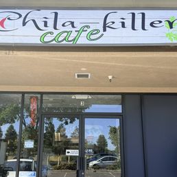 Exterior outside entrance of Chila-killer Cafe - Sign and entrance - Rohnert Park, California Exterior outside entrance of Chila-killer Cafe - Sign and entrance - Rohnert Park, California