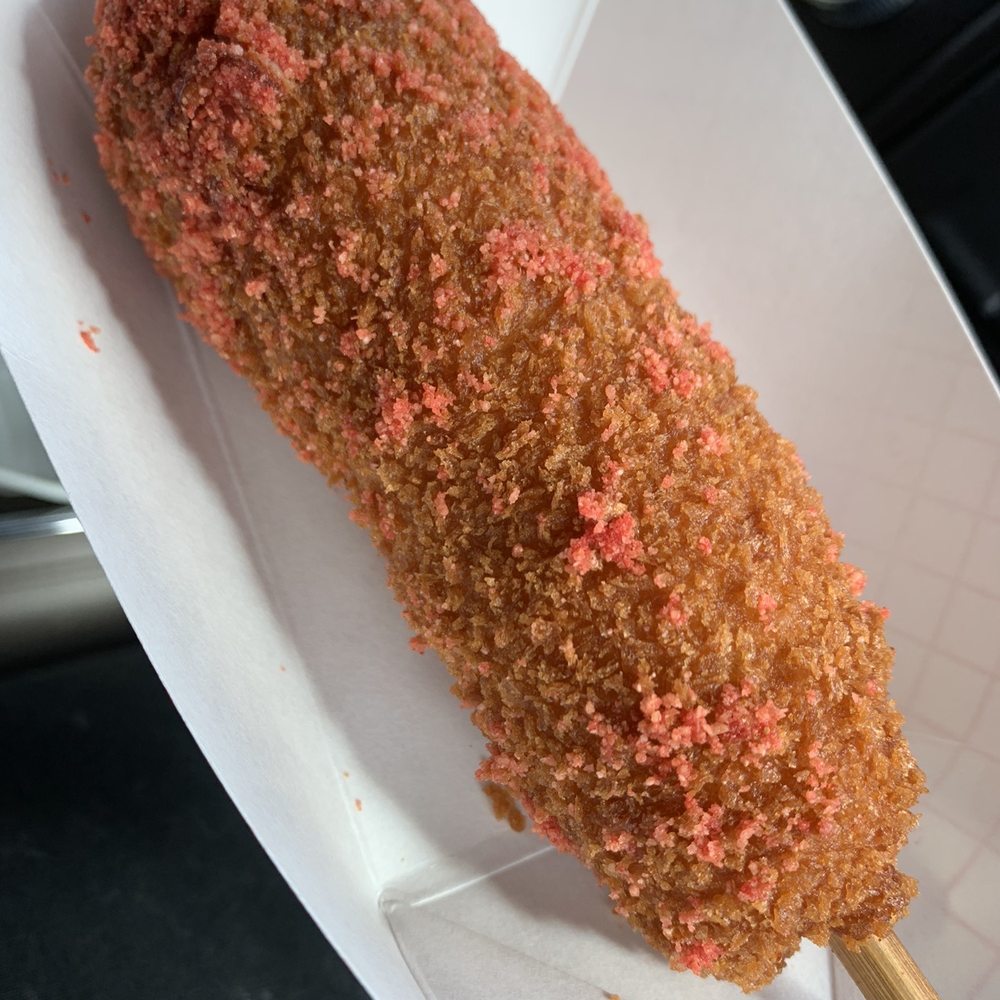 CrunCheese - Mozza and hot dog. Dusted in hot Cheetos dust. - Korean Near Me - Orlando, Florida