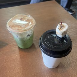Banana Matcha Smores latte