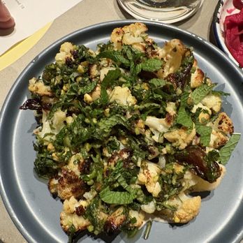 Shukette - ROASTED CAULIFLOWER tahini, medjool date, pistachio charmoula $18 - favorite dish of the night! - Middle Eastern Near Me - New York, New York Shukette - ROASTED CAULIFLOWER tahini, medjool date, pistachio charmoula $18 - favorite dish of the night! - Middle Eastern Near Me - New York, New York