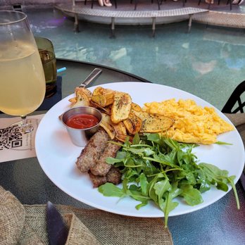 insideOUT - Breakfast,  scramble eggs, potatoes,  and sausage yummy - Lounges Near Me - San Diego, California