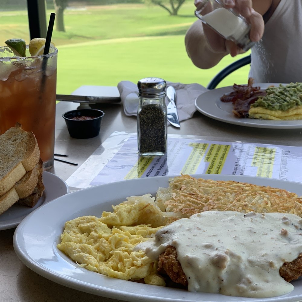 Chicken Fried Steak and they make a good Bloody Mary too. Chicken Fried Steak and they make a good Bloody Mary too.