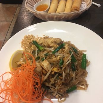 Thai Gulf Restaurant - Pad Thai noodles and veggie egg rolls - Thai Near Me - Huntington Beach, California