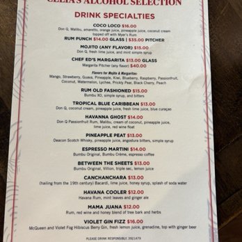 Celias Cuban Cuisine - Drink specialties - Cuban Near Me - Columbia, Maryland Celias Cuban Cuisine - Drink specialties - Cuban Near Me - Columbia, Maryland