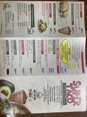 Menu photo 2 Super Taco Plainfield, IL