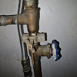 Stump's Remodeling - Old leaking ball valve on main water line.