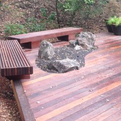 Louis Devereux Landscapes - Gas fire pit set into IPE decking