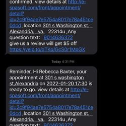 A Great Massage - My confirmation via txt