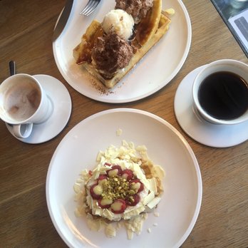 Nero Waffles - Lemon ricotta on liege, banella brûlée on Brussels - Desserts Near Me - Vancouver, British Columbia Nero Waffles - Lemon ricotta on liege, banella brûlée on Brussels - Desserts Near Me - Vancouver, British Columbia