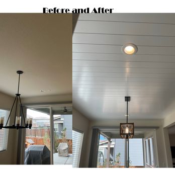 Jersey's Remodeling - Shiplap Ceiling and Light Upgrade - Carpenters Near Me