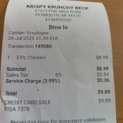 Krispy Krunchy Chicken - ~4% SERVICE CHARGE NOW IN EFFECT FOR CREDIT CARD PURCHASES!