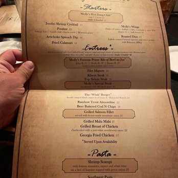 Molly Butler’s - The menu - Steakhouses Near Me - Greer, Arizona