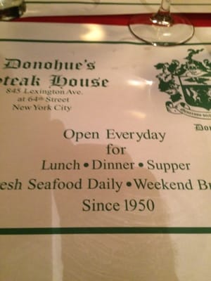 Menu photo 5 Donohue's Steak House New York, NY Menu photo 5 Donohue's Steak House New York, NY
