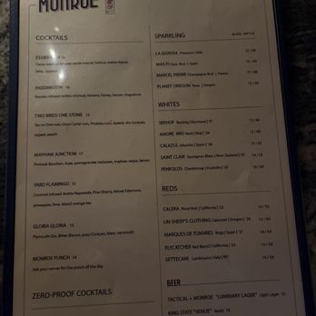 The Monroe - Drink Menu - New American Near Me - Orlando, Florida