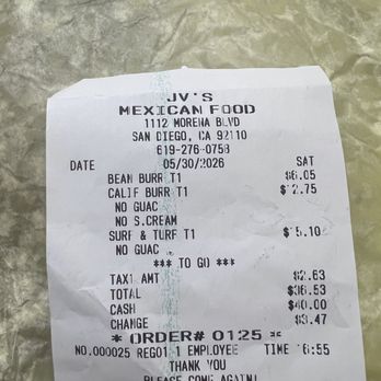 JV's Mexican Food - May 2026 Prices - Mexican Near Me - San Diego, California