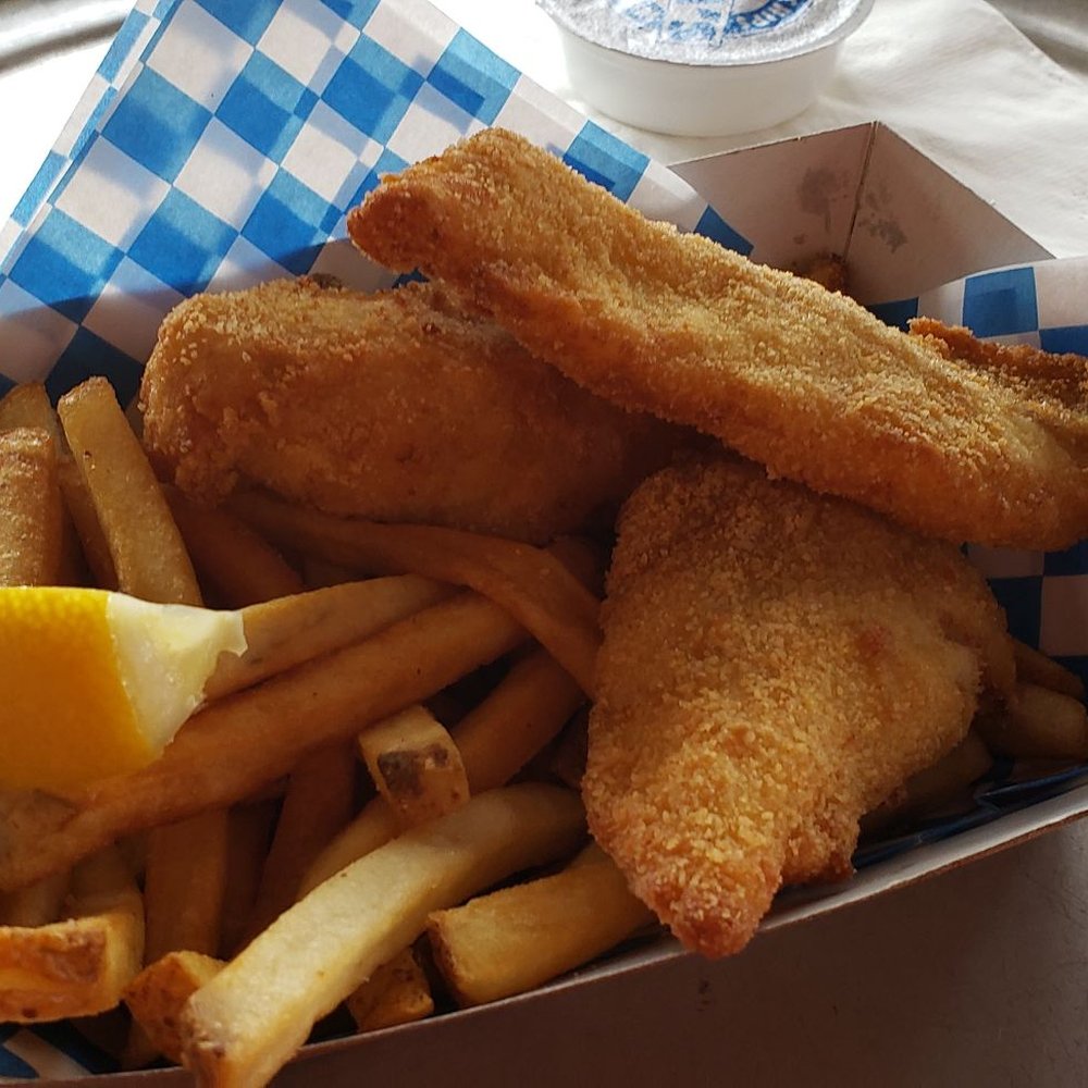 Tom's Fish N Chips - 3 piece cod & fries. - Burgers Near Me - Cannon Beach, Oregon Tom's Fish N Chips - 3 piece cod & fries. - Burgers Near Me - Cannon Beach, Oregon