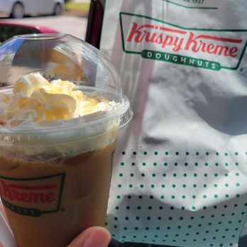 Krispy Kreme - Ice coffee and blueberry glaze donut - Donuts Near Me - Aiken, South Carolina