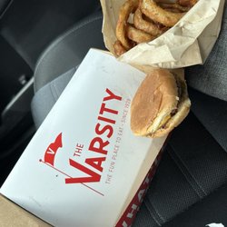 The Varsity - Kids meal burger & onion rings. $8.70. (Not picture was the min shake $1.99 upcharge).