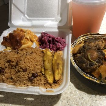 Mama G’s - Oxtail with Red Beans and rice, fried plantain, macaron cheese and beet salad. - Caribbean Near Me - Lehigh Acres, Florida Mama G’s - Oxtail with Red Beans and rice, fried plantain, macaron cheese and beet salad. - Caribbean Near Me - Lehigh Acres, Florida
