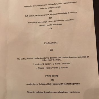 Eels - Menu - French Near Me - Paris, 75 Eels - Menu - French Near Me - Paris, 75