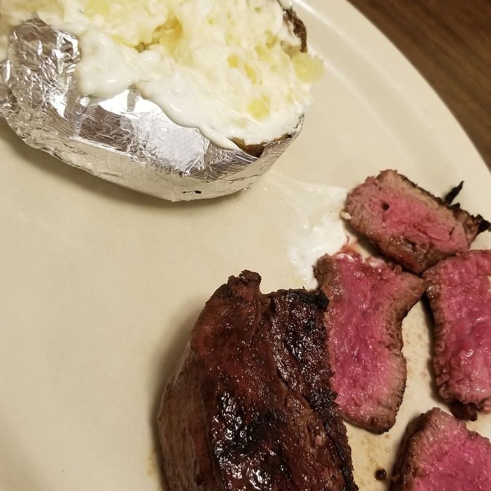 Old Hickory Steak House - Filet medium with baked potato - Steakhouses Near Me - Columbus, Mississippi Old Hickory Steak House - Filet medium with baked potato - Steakhouses Near Me - Columbus, Mississippi