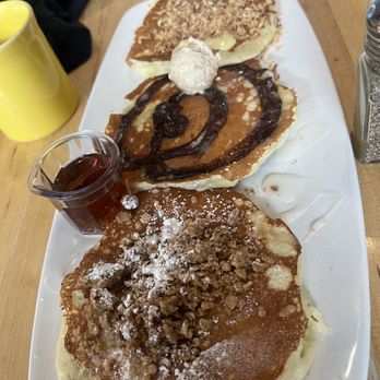 Urban Egg - Belleview - Gourmet Pancake Flight 3 Cinnamon Swirl Pancakes - Breakfast & Brunch Near Me - Denver, Colorado Urban Egg - Belleview - Gourmet Pancake Flight 3 Cinnamon Swirl Pancakes - Breakfast & Brunch Near Me - Denver, Colorado