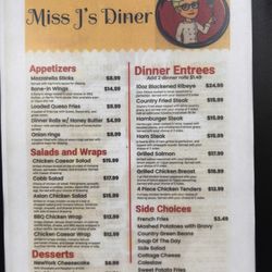 Miss j’s Diner - Menu
