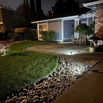Turf World - Front yard turf, rock border, and tree - Artificial Turf Near Me - San Leandro, California