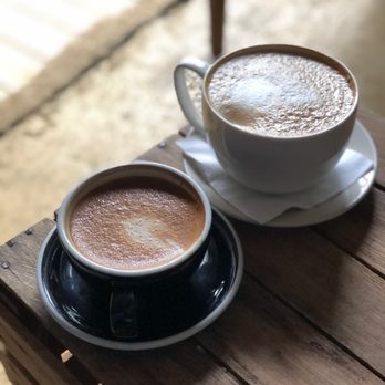 Kaffeine Coffee - FlatWhite on left, Dirty Chai on right. - Coffee & Tea Near Me - Indianapolis, Indiana Kaffeine Coffee - FlatWhite on left, Dirty Chai on right. - Coffee & Tea Near Me - Indianapolis, Indiana