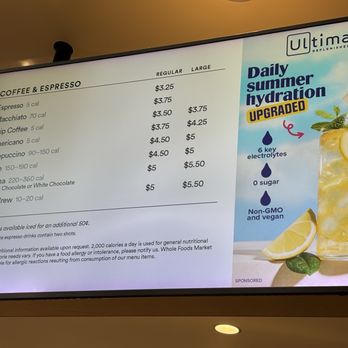 Whole Foods Coffee Bar - Menu (1/2) July 2026 - Coffee & Tea Near Me - Honolulu, Hawaii Whole Foods Coffee Bar - Menu (1/2) July 2026 - Coffee & Tea Near Me - Honolulu, Hawaii