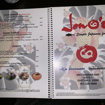 Jono's Simple Japanese - Eastvale - Menu - Sushi Bars Near Me - Eastvale, California Jono's Simple Japanese - Eastvale - Menu - Sushi Bars Near Me - Eastvale, California