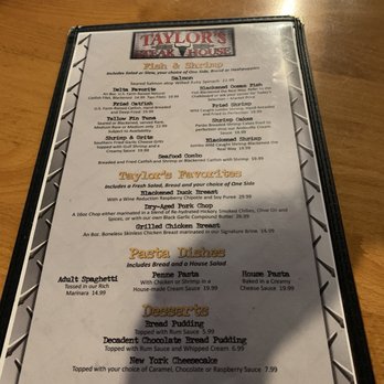 Taylor Steakhouse - Menu - Cajun/Creole Near Me - Dumas, Arkansas