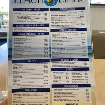 Beach Diner - Breakfast menu! - Diners Near Me - Ponte Vedra Beach, Florida