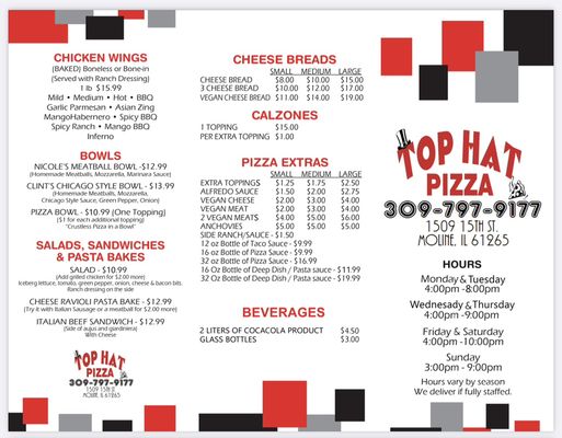 Menu photo 2 Top Hat Pizza Moline, IL