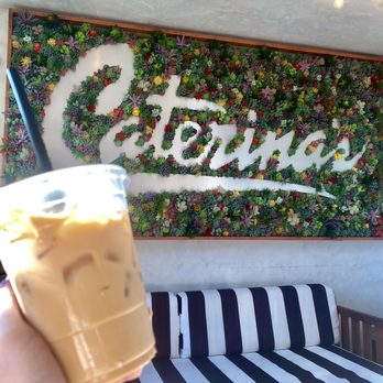 Caterina’s - Iced almond toffee latte & plant wall - Gelato Near Me - San Clemente, California