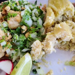 We read the reviews and decided to try it. It was worth it! My husband had fish tacos (unbreaded) and I had a tamale and chicken taco. We read the reviews and decided to try it. It was worth it! My husband had fish tacos (unbreaded) and I had a tamale and chicken taco.