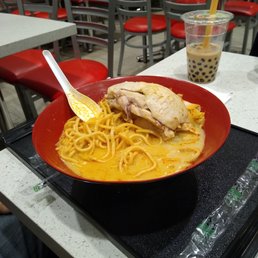 Hainese Chicken Laksa with egg noodles Hainese Chicken Laksa with egg noodles