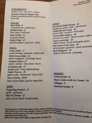 Menu photo 1 Farmhaus Granite Bay, CA