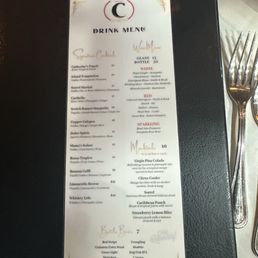 Drinks menu