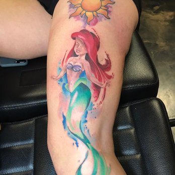 Black Harbor Tattoo - Ariel and tangled Sun water color - Tattoo Near Me - Carson City, Nevada Black Harbor Tattoo - Ariel and tangled Sun water color - Tattoo Near Me - Carson City, Nevada