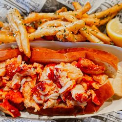 Lobster roll with parmesian truffle fries.