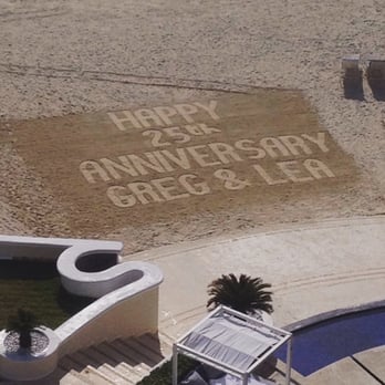 Sandos Cancun - Our 25th Anniversary memorialized (temporarily) in the sand on the beach - Hotels Near Me - Cancún, ROO