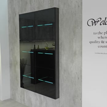 German Kitchen - built-in Glass Storage Cabinet with LED Lights - Door Sales/Installation Near Me - Dania Beach, Florida