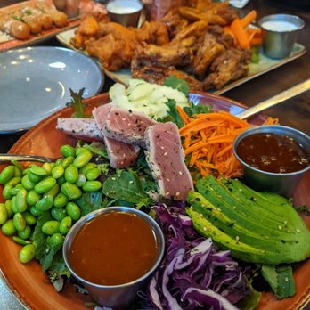 SG Bar - Seared Ahi Seared Salad with 2 different sauces. - Sports Bars Near Me - Las Vegas, Nevada SG Bar - Seared Ahi Seared Salad with 2 different sauces. - Sports Bars Near Me - Las Vegas, Nevada