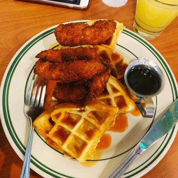 HangOverEasy - Chicken and waffles! Great but spicy so much sure you like hot sauce ! - Breakfast & Brunch Near Me - Columbus, Ohio HangOverEasy - Chicken and waffles! Great but spicy so much sure you like hot sauce ! - Breakfast & Brunch Near Me - Columbus, Ohio
