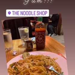 The Noodle Shop - Pad Thai. Chicken. Really really good! Asked for extra bean sprouts -- but perfectly balanced dish.