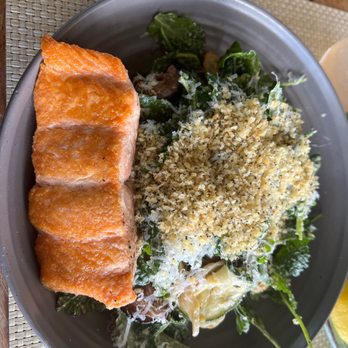 Verde - Kale Cesar w Salmon - New American Near Me - Miami, Florida Verde - Kale Cesar w Salmon - New American Near Me - Miami, Florida